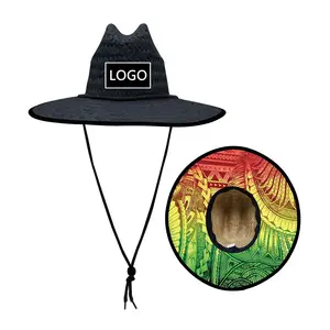 Logo ricamo personalizzato stile polinesia nero donna bagnino estate spiaggia cappello all'ingrosso