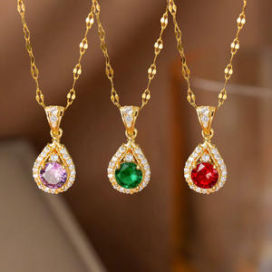 Collar YWXS de Moda 2025 con Colgante de Gota de Agua con Circonita, Estilo Zodiaco, de Alta Gama, Ligero, Lujoso, Simple, para Mujer, al por Mayor - Product Image 1