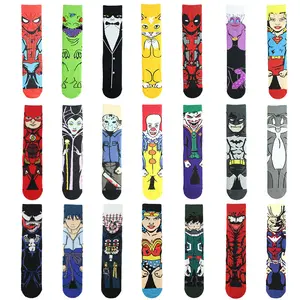 Hochwertige lustige Mode Baumwoll socken benutzer definierte Logo Comic Charakter Calicetines Anime Cartoon Funky Happy Socks