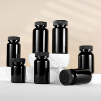 Fabrication Prix 250ml PET Noir Bouteille En Plastique Pilule Capsule Pot Médicament Conteneur Paquet avec Couvercle CRC
