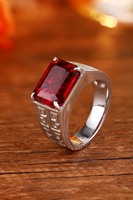 Prix usine Lustre Jewelry5ct Ovale carré 925 Argent Mens Royal Red Lab Créé Rubis Anneau