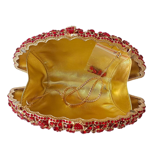 Daffgui Women Crystal <b>Shell</b> Clutch Evening Bag With Detachable Chain Formal Handbag Gold Beaded Sparkling Rhinestone Purse - Product Image 6