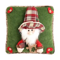 Coussin décoratif de Noël 3D en velours doux, motif bonhomme de neige et renne, carré, pour canapé, cadeau de fêtes