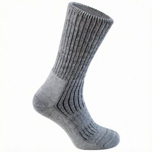 <b>Men's</b> Thick Crew Socks Spandex Anti-Slip Knitted Winter <b>Thermal</b> Solid Gray - Product Image 1