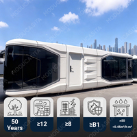 Maisons conteneurs en acier OEM, capsules spatiales, écologiques, alimentées à l'énergie solaire, petites maisons mobiles de luxe pour hôtel, chambre à coucher, villa