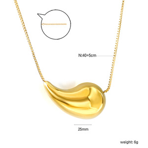 Collar con Colgante de Lágrima, Chapado en Oro, Acero, 20mm 25mm, Diseño Minimalista para Uso Diario, Cadena para Clavícula, Joyería - Product Image 3
