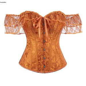 Plus Size Xxxxxl Xxxxxxxxl Brocade Over Buste Gothic Korset Oranje Dames Korset Avondjurk Top Met Bandje - Product Image 1