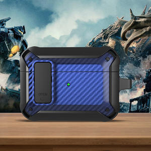 Pour le thème Mech du Pacific Rim, texture en fibre de carbone. Pour <span class=keywords><strong>AirPods</strong></span> Pro 3, étui de protection antichoc. - Product Image 3