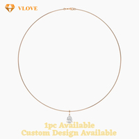 Collar con Colgante de Diamante Cultivado en Laboratorio con Corte de Pera VLOVE, 1-3 Quilates, Color D VVS, Oro Sólido de 10K, 14K, 18K, Joyería Personalizada para Mujer