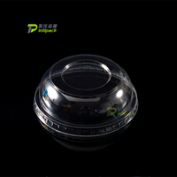 Bol jetable transparent à paroi simple de 12 oz, en plastique PET de qualité alimentaire, pour plats à emporter, avec couvercles en dôme