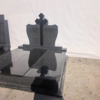 Monument funéraire vertical personnalisé en granit noir et gris pour cimetière russe, vente en gros