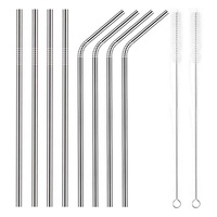 Ensemble de pailles métalliques réutilisables écologiques en acier inoxydable de 12 mm