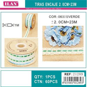 Strisce di pizzo Iln 2,0 cm x 23 m verdi per artigianato e decorazioni - Product Image 3