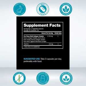 Capsules de peptides multi-collagène à marque privée OEM, 90/60 capsules pour adultes - Non destiné aux femmes enceintes - Product Image 5