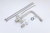 Robinet de cuisine 3 voies avec filtre à eau potable, mitigeur d'évier en acier inoxydable à double poignée