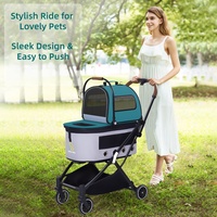 Poussette pliable portable en acier carbone Oxford imperméable pour chiens et chats, transporteur de voyage extérieur détachable