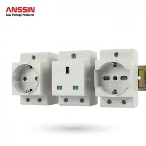 Trilho din montado na caixa de distribuição, 16a 250v em caixa de distribuição schuko potência modular tomada din rail soquete