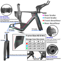 Cadre de vélo de route en carbone BXT NEW Triathlon TT Frame-219 700C, cadre de contre-la-montre en fibre de carbone avec guidon TT 321/361