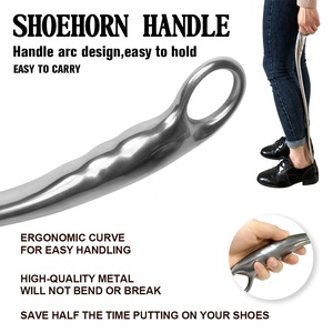 Longue cuillère à chaussures en acier inoxydable en métal à <span class=keywords><strong>long</strong></span> manche klaxon de chaussure aide à chaussures robuste pour femmes, hommes - Product Image 2