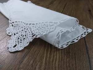 مناديل نسائية مطرزة قابلة لالطباعة هدايا عيد الميلاد وحفلات الزفاف للنساء 12 بوصة × 12 بوصة وشاح مربع منديل دانتيل قطني أبيض - Product Image 3