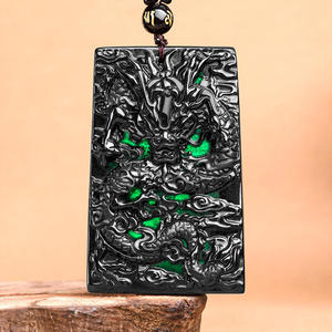 Pendentif Longpai en jadéite noire naturelle authentique, bijoux pour hommes et femmes, vente en gros de jade, cadeau avec certificat d'évaluation C248 - Product Image 2