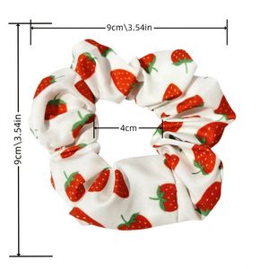 Scrunchies mignons personnalisables avec logo, élastiques doux, volumineux, pour femme, imprimé fraise et cerise, pour queue de cheval - Product Image 4