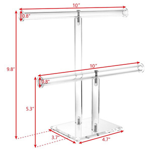 Acrylic Vòng đeo tay Hiển thị chủ 2 Tier T-Bar treo đồ trang sức tổ chức Vòng cổ chủ hiển thị Organizer đồ trang sức chủ đứng - Product Image 5