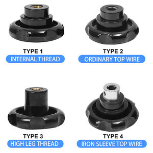 Bouton <span class=keywords><strong>de</strong></span> serrage en bakélite à <span class=keywords><strong>tête</strong></span> noire ondulée <span class=keywords><strong>de</strong></span> 50 mm avec filetage femelle M12 en plastique bakélite - Product Image 4