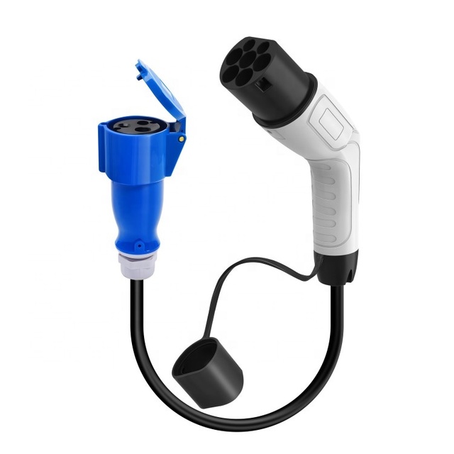 1x 32A Electric Car EV Charging Cable Adapters, Type 2 Plug to CEE Male Socket Fit for Type 2-enabled Cars