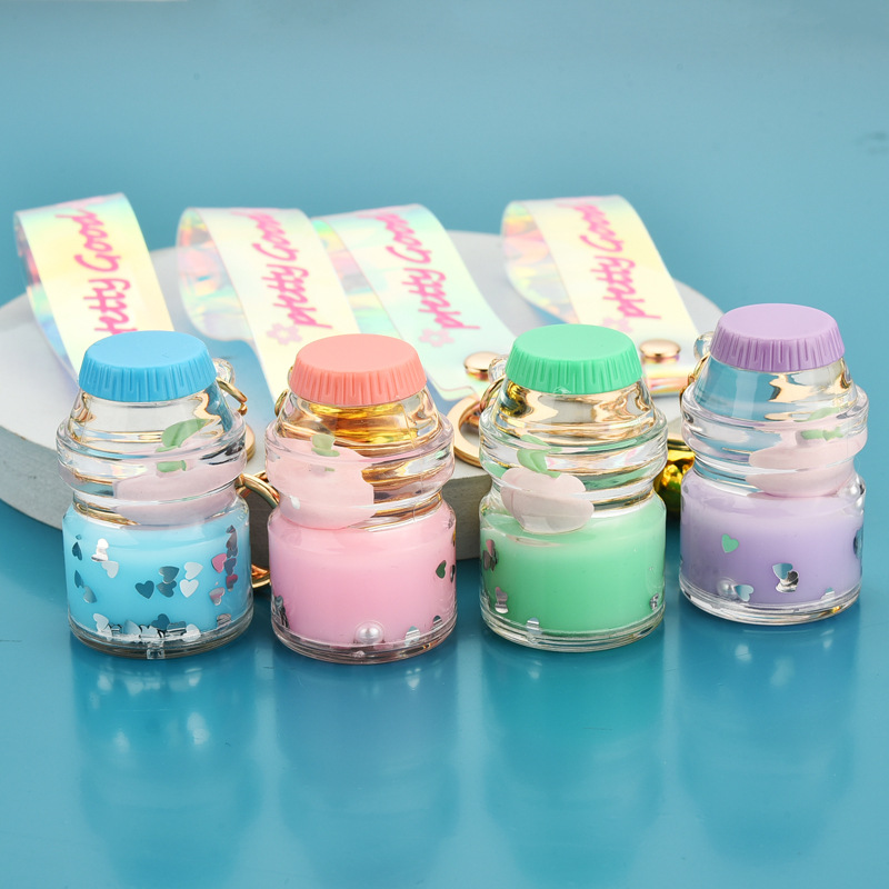 Xinxing, акриловая бутылка для молока, брелок, плавающая бутылка персика в масле, подвеска, зыбучий песок, жидкий персик, брелок, подвеска