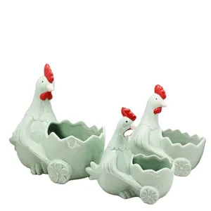 OEM&ODM Ceramic Dolomite Outdoor Decoration Chicken Flower Pot