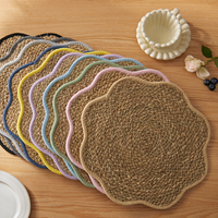 Sets de table en paille tressée à bords festonnés, résistants à la chaleur, en jonc de mer, pour dîners, fêtes, mariages et décoration intérieure