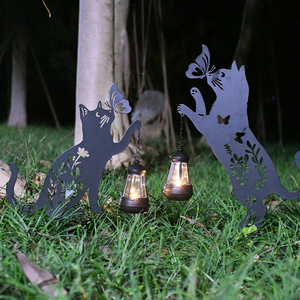 Luces Solares de Jardín con Diseño de Gato y Mariposa, Decoración Exterior Impermeable, Lámpara de Estaca LED con Energía Solar para Patio y Jardín - Product Image 2