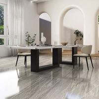 Ensemble de table à manger moderne de luxe royal, 3 mètres, 10 personnes, table rectangulaire longue en marbre naturel Calacatta, carrelage en céramique, meubles pour la maison
