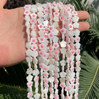 Manik-manik Cangkang Bentuk Bunga Satu Sisi Alami Multiwarna Berkualitas Tinggi 10mm 38pcs untuk Pembuatan Perhiasan DIY AsVrai U