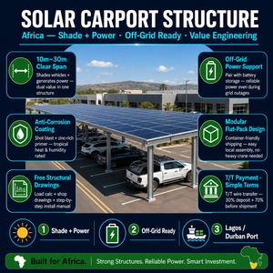 Abri solaire pour voitures Afrique 10-25m, Système d'ombrage, Option double alimentation (réseau et batterie), Kit plat, Acier moderne pour hôtels, Lagos Durban <span class=keywords><strong>Mombasa</strong></span> 30-45 - Product Image 2