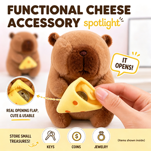 Peluche Capybara douce de 8 pouces, jouet en peluche, poupée animale en peluche tenant un <span class=keywords><strong>fromage</strong></span>, prix de machine d'arcade de centre commercial, marchandises en stock direct usine - Product Image 5