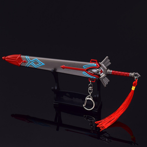 La leggenda di Zelda respiro della selvaggia spada della guardia reale 21.5cm 104g ciondolo metallo portachiavi anelli Mini lama - Product Image 3