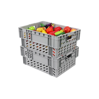 JOIN Caisse de rangement en plastique robuste, empilable et emboîtable, grise, solution logistique d'entrepôt