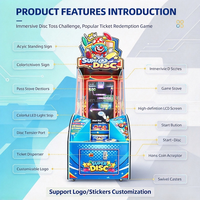 Vliegende Schijf Arcade Spelautomaat Carnaval Thema Aanpasbare Logo Sticker voor Familiepretcentrum