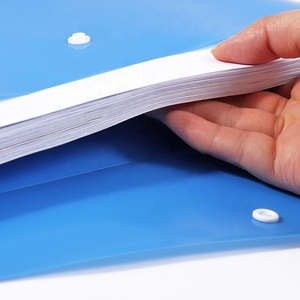 Foska Công suất lớn màu đỏ màu xanh vàng màu xanh lá cây A4 thư Kích thước nhựa phong bì hình dạng tài liệu thư mục với Snap đóng cửa - Product Image 4