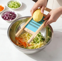 Hachoir à légumes et mandoline, trancheuse à oignon et pomme de terre, julienne moyenne 2,5 mm, en bois massif, manuel compact, lames en acier inoxydable, emballage carton