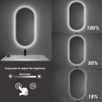 Écran tactile rétro-éclairé éclairé éclairé pour villa hôtel projet intelligent sans cadre ovale salle de bain led miroir