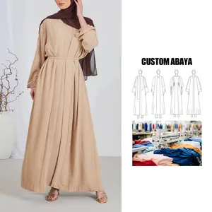 Produsen pakaian islam kustom 2024 desain baru gaun Lebaran mewah wanita muslim dubai 2 buah set abaya