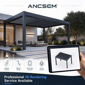 Pergola à lames orientables en aluminium ANCSEM, abri de voiture, système de toiture imperméable pour l'extérieur, abri de stationnement, montage multi-applications, sur mesure - Product Image 4