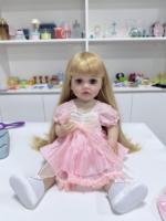 Muñeca Reborn de Silicona de 55 cm con Cabello Largo Pintado a Mano, Juguete Suave DIY con Accesorios