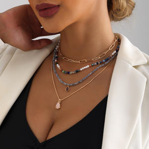 Joyería transfronteriza europea y americana Collar tejido a mano de estilo étnico multicapa con cuentas de arroz de bloque de color bohemio - Product Image 3