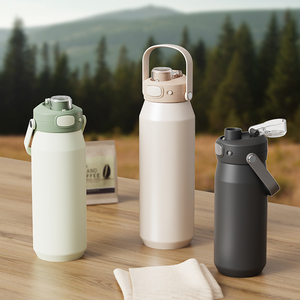 Gourde isotherme en acier inoxydable réutilisable sans BPA, personnalisable, pour boissons chaudes et froides, avec poignée - Product Image 6