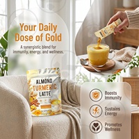 Poudre de latte végétalienne aux amandes et curcuma OEM/ODM, mélange de plantes, boisson instantanée en poudre, emballage personnalisé, soutien immunitaire et énergétique, à base de plantes