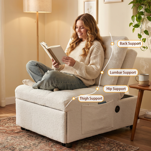 <b>Single</b> <b>Sofa</b> <b>Bed</b> Soft Teddy Fabric Built in Usb Port Side Pocket Air <b>Sofa</b> - Product Image 2
